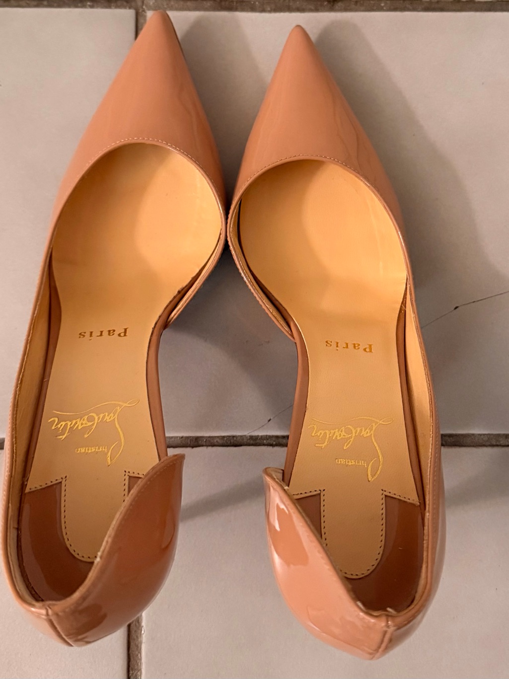 Iriza 70mm/2.8 Inchchristian Louboutin Nude Patent Leather Pointed D'orsay Flats